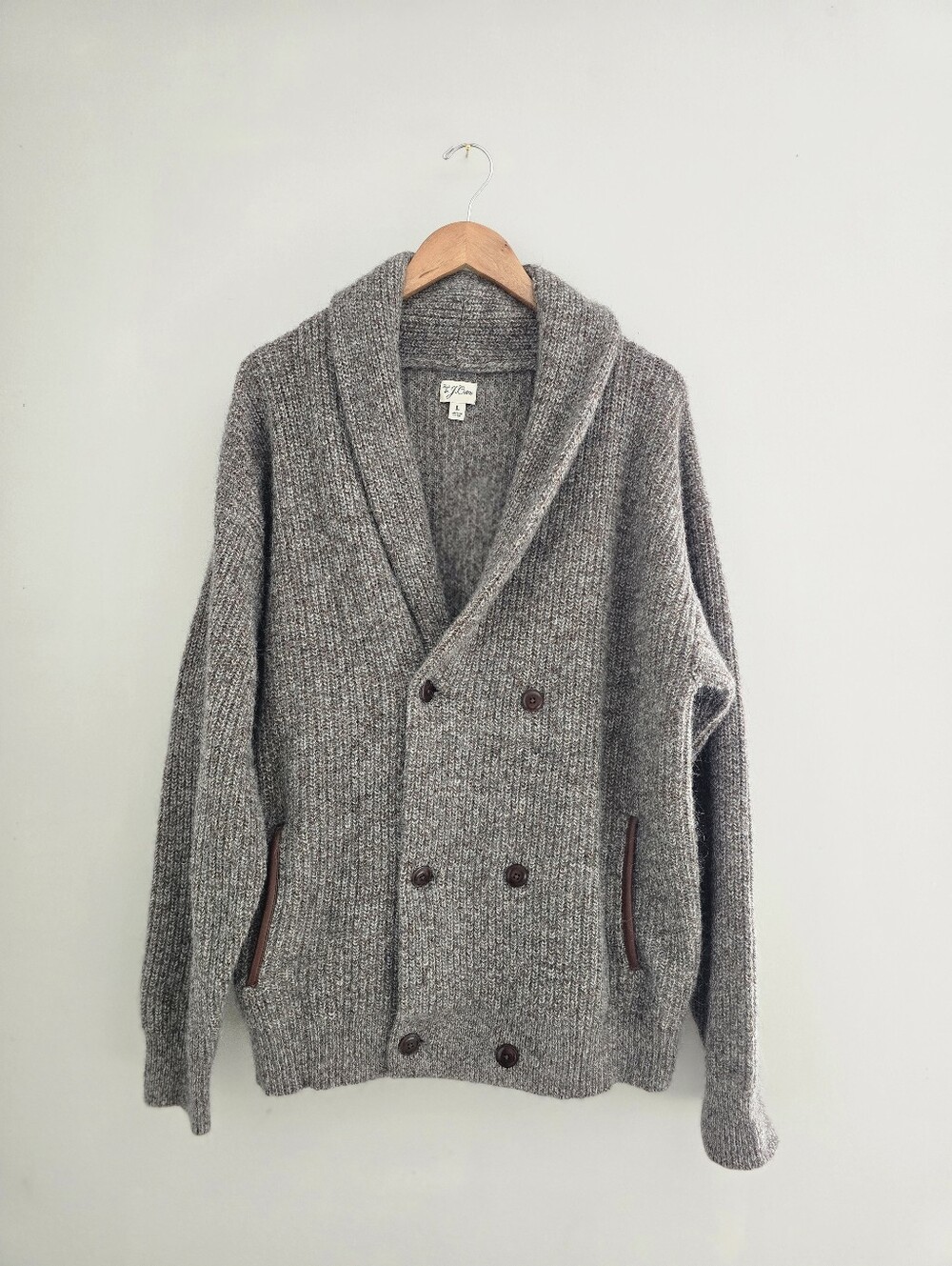 J.Crew Double Breasted Shawl Collar Cardigan Sweater Men Medium Wool Blend Large - Picture 2 of 10